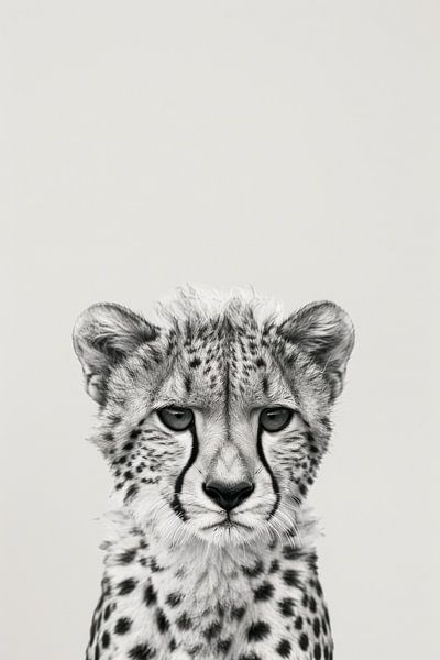 Gepard in Schwarz-Weiß von Poster Art Shop