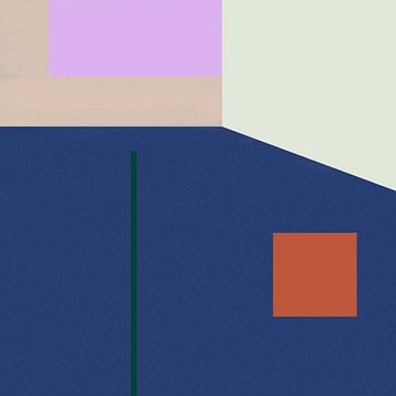 Formes géométriques abstraites modernes dans les tons lilas, orange brûlé, bleu, vert et blanc sur Dina Dankers