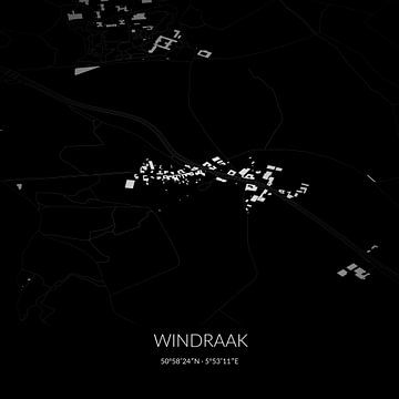 Zwart-witte landkaart van Windraak, Limburg. van Rezona