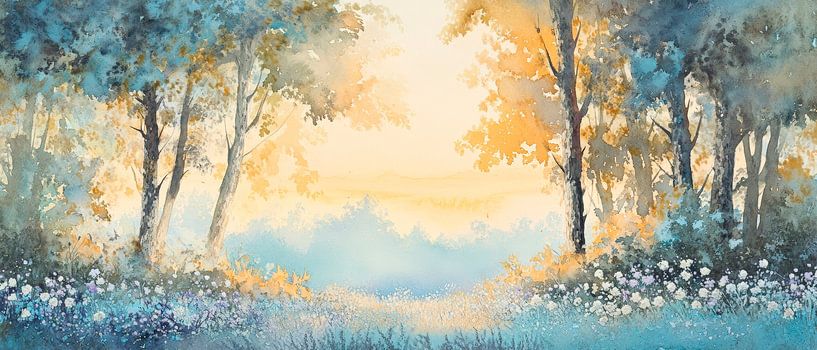 Dawn in the blossoming forest by Poster Art Shop