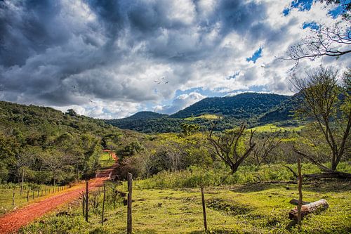Typical red sand road in Paraguay