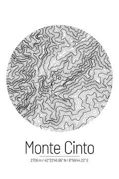 Monte Cinto | Kaart Topografie (Minimaal)