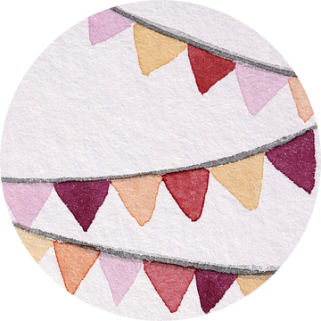 Vrolijke feest slingers (aquarel schilderij versiering verjaardag kinderkamer vierkant pastelkleur)