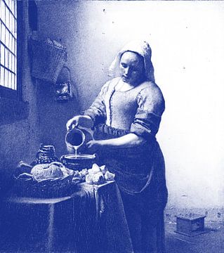 Het Melkmeisje,  Delfts Blauwe illustratie van Yanuschka