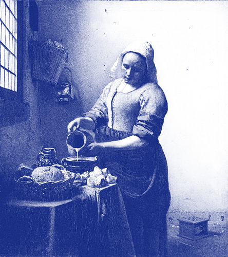 Het Melkmeisje,  Delfts Blauwe kleuren