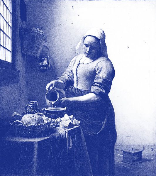 La laitière, illustration en bleu de Delft par Yanuschka | Fotografie Noordwijk