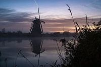 Des moulins au lever du soleil