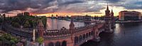 Berlin Oberbaumbrücke Panorama at sunset