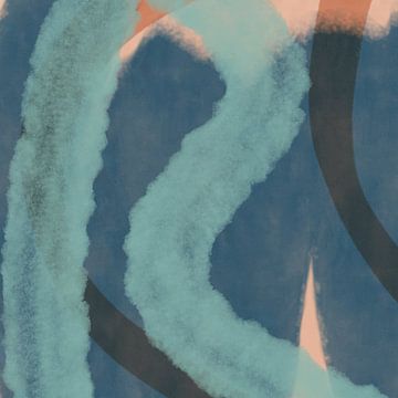 Moderne vormen en lijnen abstracte kunst in pastelkleuren nr 3 van Dina Dankers