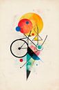 Abstracte kunst met fiets en zon van Poster Art Shop thumbnail