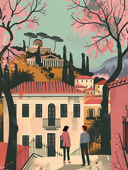 paar in athen illustration
