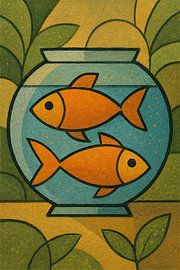 Goldfish in a fishbowl illustration by Gallery Hoppenbrouwers