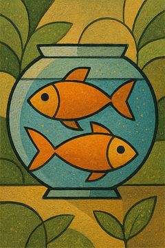 Goldfish in a fishbowl illustration by Gallery Hoppenbrouwers