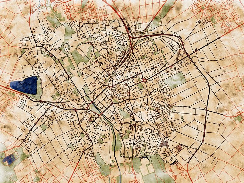 Map of Düren with the style 'Serene Summer' by Maporia