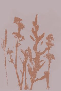 Pastel Botanicals. Plant in bruin en roze nr. 7 van Dina Dankers