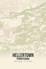 Carte ancienne de Hellertown (Pennsylvanie), USA. sur Affiches de lieux