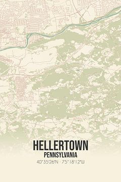 Carte ancienne de Hellertown (Pennsylvanie), USA. sur Rezona