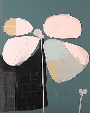 Illustration einer abstrakten Blume in Pastellfarben von Studio Allee