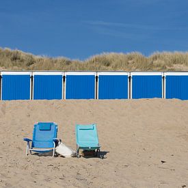 blauwe strandhuisjes sur Annemiek Gijsbertsen