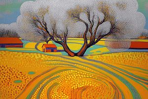 Bunter Baum im pointillistischen Stil