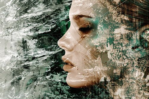 Visage abstrait avec textures dynamiques
