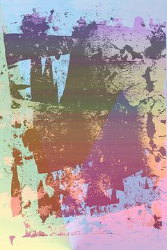 Moderne abstracte neon en pastels verloop kunst in roze, paars, bruin van Dina Dankers