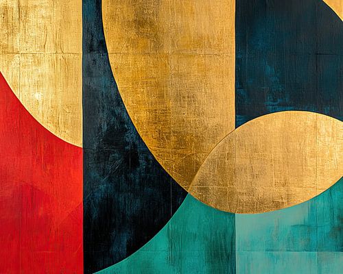 Golden Circles | Composition dynamique en or et bleu