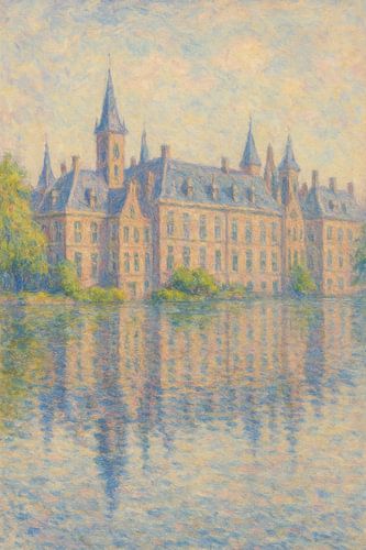 Impressionistische Binnenhof Reflecties - Den Haag in Zacht Licht