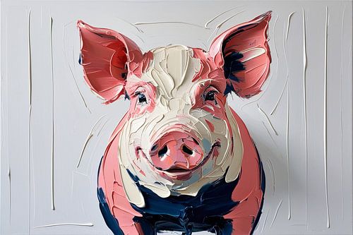 Abstract varken schilderij kleurrijk