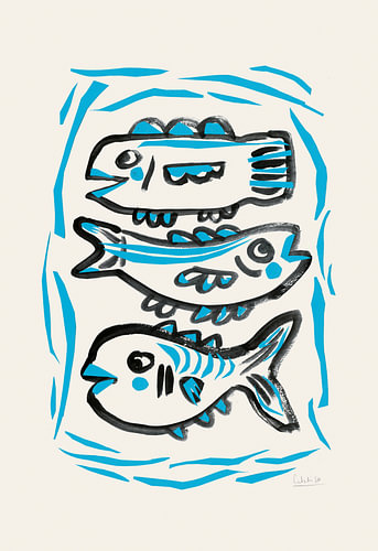 Drie blauwe vissen