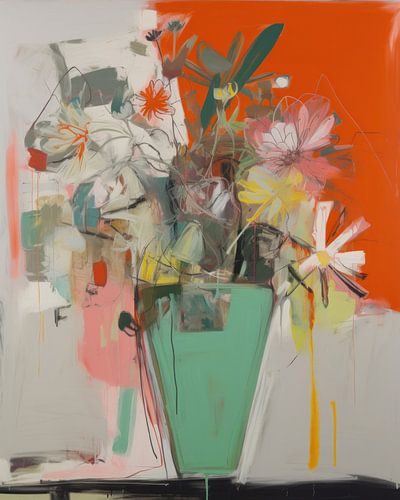 Bunte Vase mit Blumen