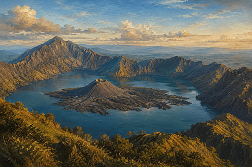 Der Rinjani und der Segara-Anak-See, Lombok, Indonesien