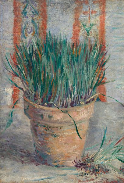Blumentopf mit Schnittlauch, Vincent van Gogh von Meesterlijcke Meesters