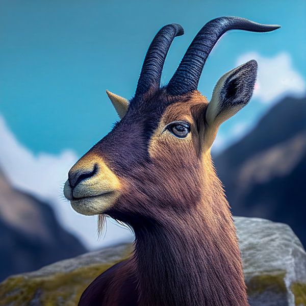 Portrait d'un chamois dans les montagnes Illustration par Animaflora PicsStock