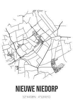 Nieuwe Niedorp (Noord-Holland) | Karte | Schwarz und Weiß von Rezona