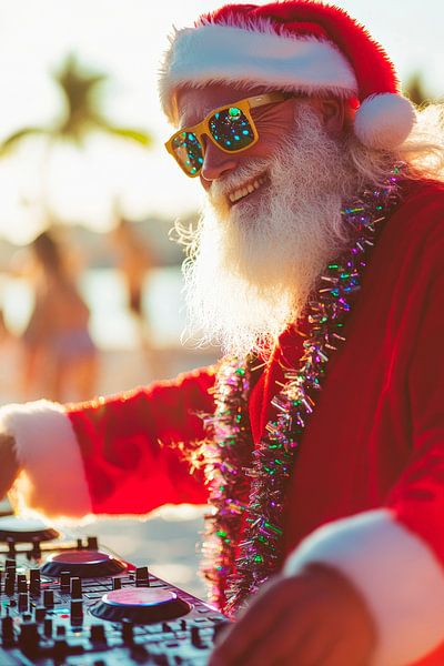 Weihnachtlicher DJ am Strand feiern von Poster Art Shop