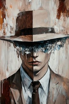 Mannenportret | Melted Gaze van Abstract Schilderij