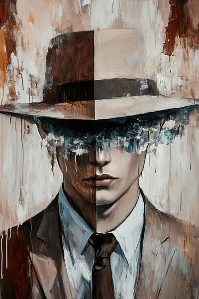 Mannenportret | Melted Gaze van Abstract Schilderij