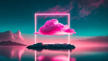 Roze wolk met neonlicht van Mustafa Kurnaz