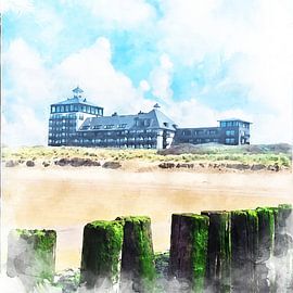 Aquarell auf Leinwand mit Ansicht von Cadzand-Bad, Zeeuws-Vlaanderen, Zeeland von Danny de Klerk