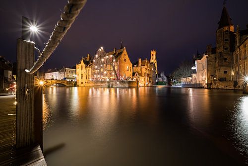 House Perez de Malvenda and Belfry of Bruges during the Christmas period