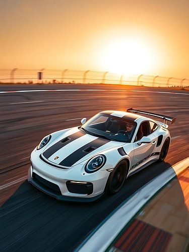 Porsche 911 GT3 RS Wit met zwarte strepen Racing Sunset