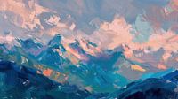 Colourful mountain landscape on canvas