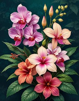 Tropische orchidee en hibiscus symfonie