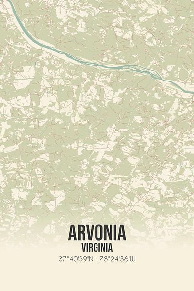 Vintage map of Arvonia (Virginia), USA. by Prints of Place