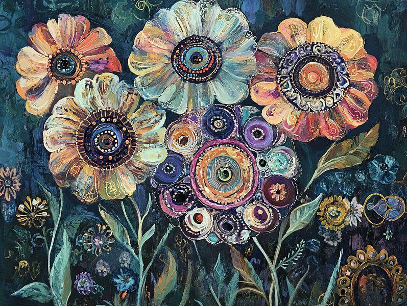 Bunte Blumen von Wunderbare Kunst