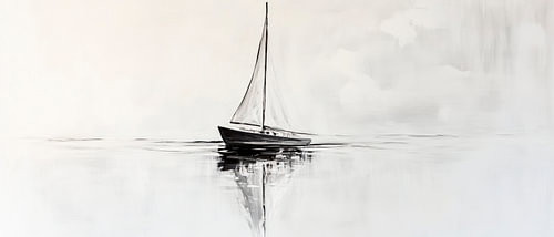 Zeilboot in de mist - Minimalistisch