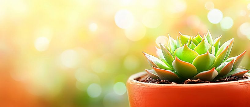 Sun-tinged succulent in a pot by Poster Art Shop