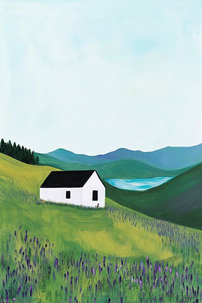 Lonely hut in a green landscape by Poster Art Shop