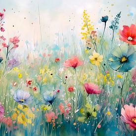 Sommer! Wildblumenfeld in sanften Farbtönen von Studio Pieternel